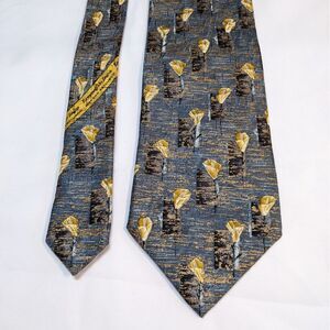 Ermenegildo Zegna Men's Neck Tie 100%‎ Silk Italy Luxury 56" Gray Gold Pattern